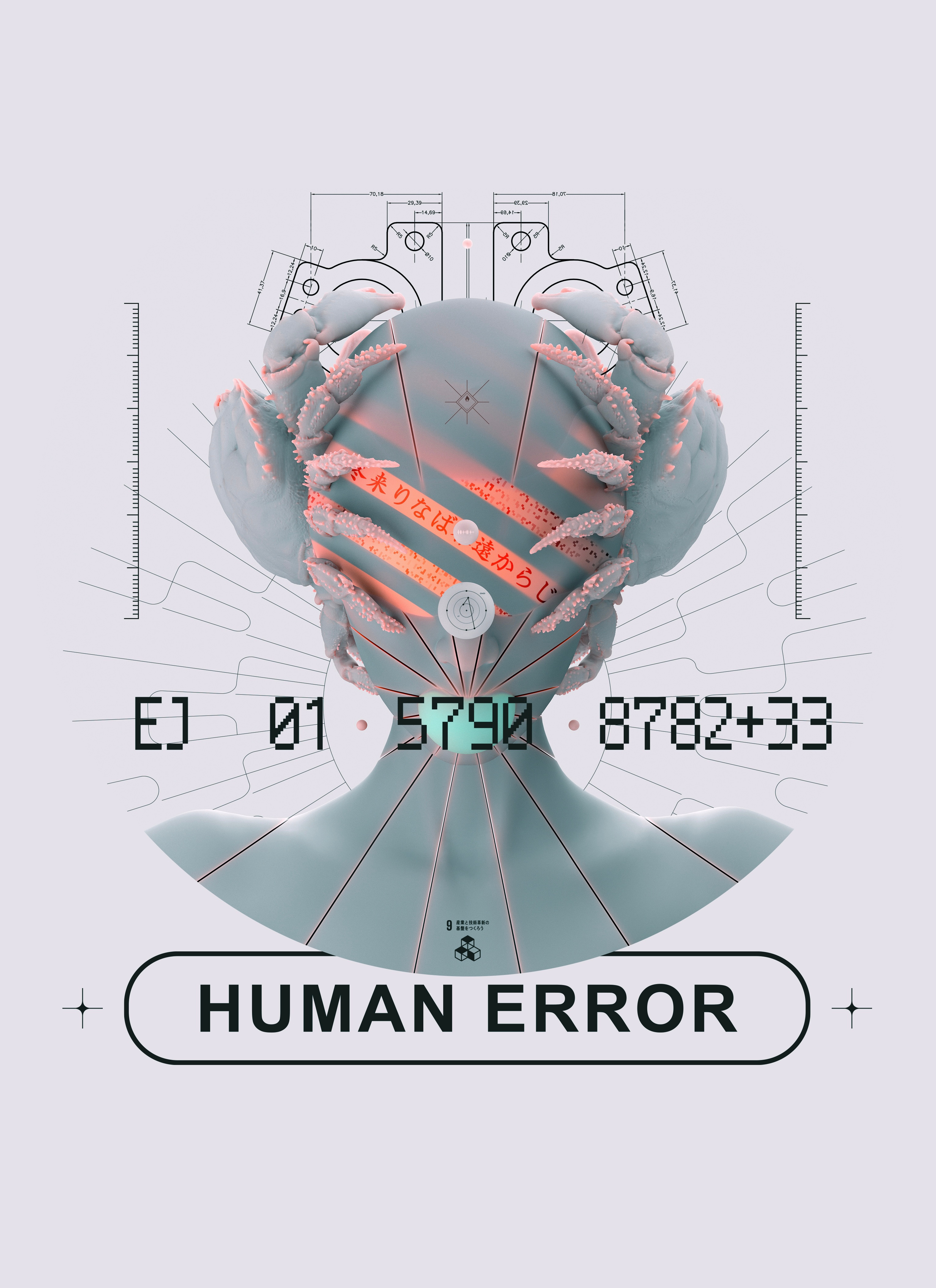 Human error - 19.02.25 blender cinema4d clay crab cyberorganics japanese joan sterjo joansterjo octane posterjo samurai