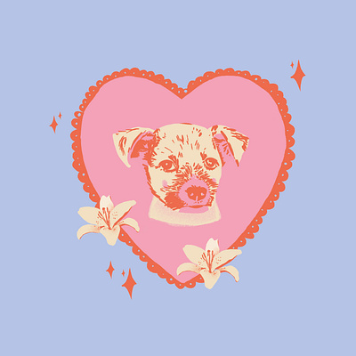 Valentines 💖​🌸​🍒​ digitalart dog dogportrait illustration petlovers pets ps valentines valentinesday