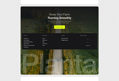 DD—008 agriculture agritech background image farm footer landing page micro design road web design