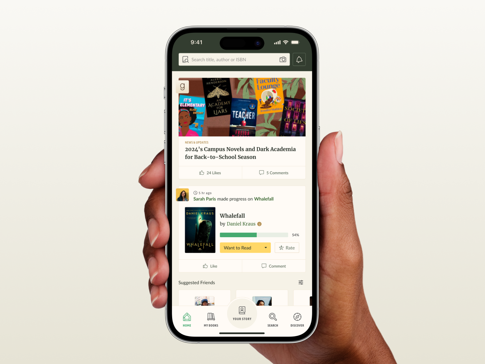 Example of Goodreads Newsfeed