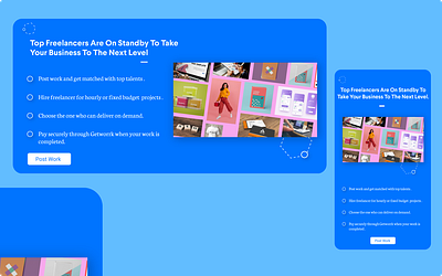 Landing page for work post app design graphic design ui ux web design