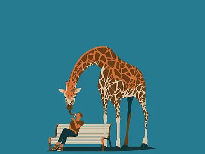 Sweet tooth africa african animal animals art digitalart drawing giraffe ice cream illustration illustrator vector vintage wildlife