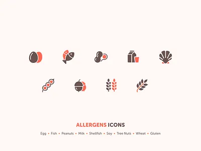 Allergen Icons branding design flat icon vector