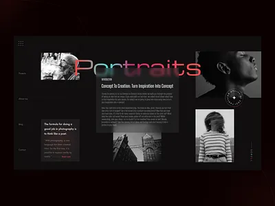 Photographer web - header section dark darkweb design glass header photographer photography portfolio ui ux web webdesign