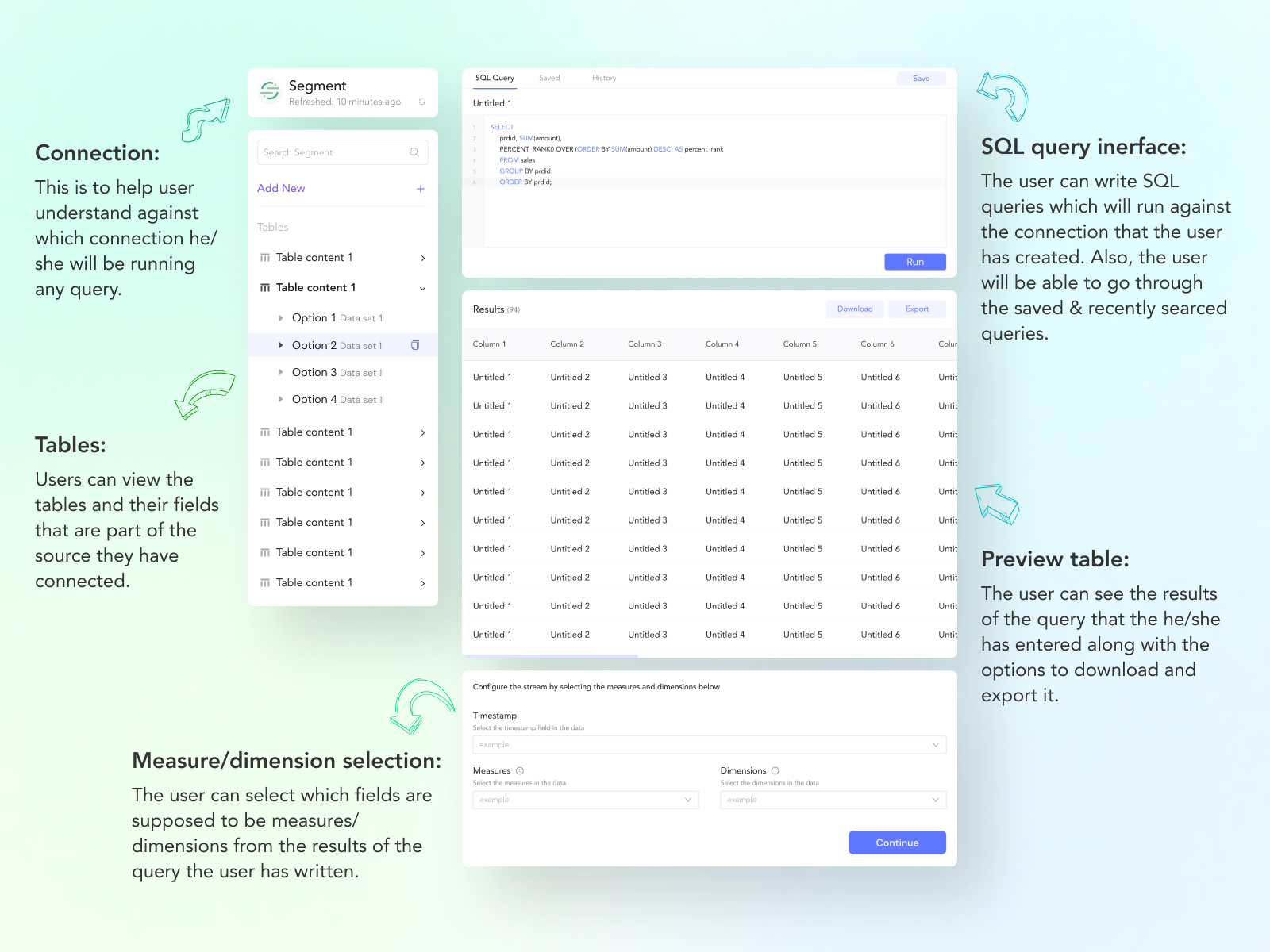 SQL Query Interface - Query Results by Cliff.ai on Dribbble