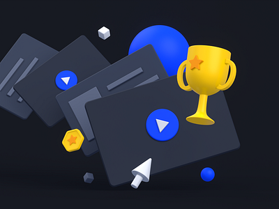 Game Resources Pack 3d blender branding dark design illustration minimalist tech trophy video voodoo