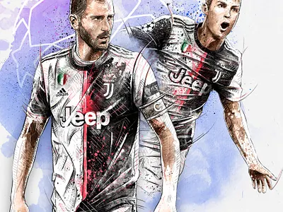 Illustration for Juventus: Ronaldo & Bonucci athlete bonucci drawing dynamic football illustration juventus pencil photoshop ronaldo soccer sport wacom watercolor