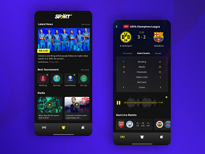 SPORT 2 App media design figma ios live match media mobile tv ui