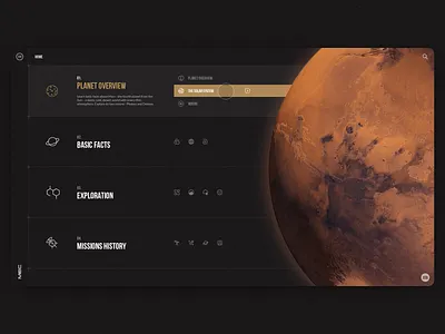 Mars Exploration Center MEC The digital space encyclopedia 3dspace animation app earth encyclopedia interface mars minimal mobile app design motion graphics nasa planets saturn solar system space travel spacex sun venus website