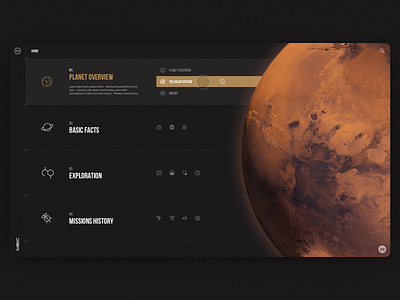 Mars Exploration Center MEC The digital space encyclopedia 3dspace animation app earth encyclopedia interface mars minimal mobile app design motion graphics nasa planets saturn solar system space travel spacex sun venus website