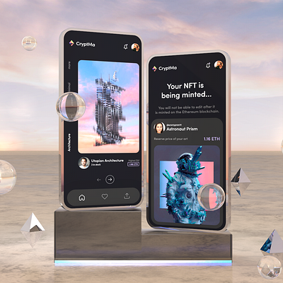 NFT App UI Concept 3d adobexd app appdesign ethereum ui ux