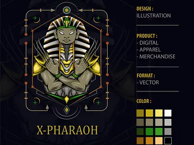 X Pharaoh apparel design artwork claw design illustration pharaoh sphinx tshirtdesign vector wolverin