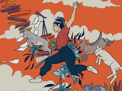 L E A P art aspirational books curiosity digital color drawing exploration freedom goats hand drawn illustration orange
