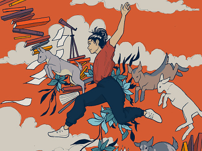 L E A P art aspirational books curiosity digital color drawing exploration freedom goats hand drawn illustration orange