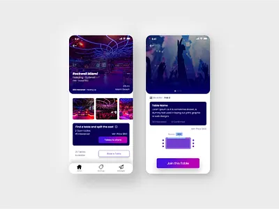 Club table booking app app design ui ux