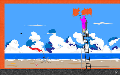 Bluesky art artist beach blue bluesky creativity paint sky street wall