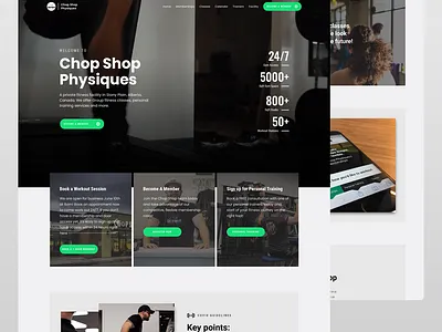 Dark Theme Gym Website - Design Layout branding dark design fitness green gym sports theme ui web design website