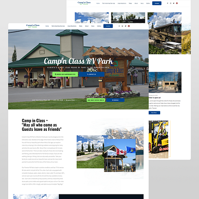 RV Campground Booking Website - Design Layout blue booking branding camp campground camping design green park ui web design website