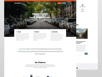 Parking Software Company Website - Design Layout app application branding design parking software ui ux web app web design website