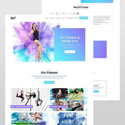 Colorful Fitness Website - Design Layout blue branding bright colorful dancing design fitness gymnastics purple theme ui web design website