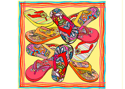 My Flip Flops Scarf Print apparel design conversational design digital illustration digitalart fashion design fashion illustration fashion illustrator illustration pattern art procreate repeat patterns surface design tshirt art