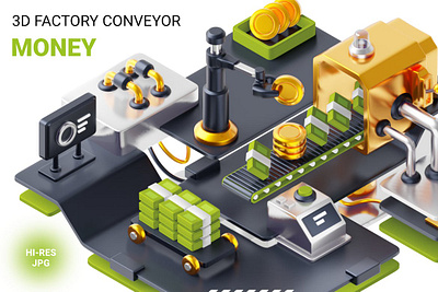 3D Money Factory 3d 3d animation 3d art 3d character 3d illustration 3d money 3d money factory animation app design graphic design illustration illustrations logo money money factory motion graphics page ui website