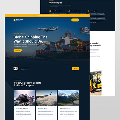 Global Shipping Website - Design Layout blue brand branding dark design shipping theme ui web design website