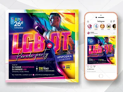 LGBTQ Party Flyer best gay flyers diversity gay flyer lesbian bisexual lgbt lgbtq pride month