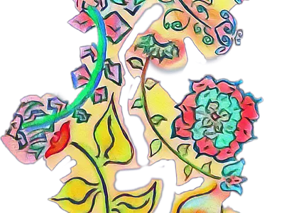 Flower fusion graphic design illustration