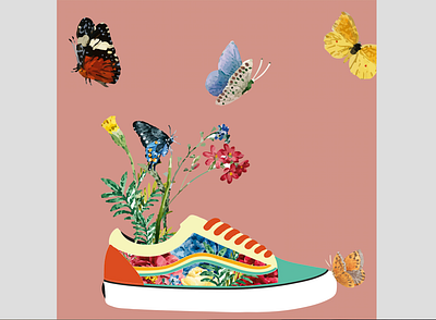 Personalized Vans adobe branding butterfly color design flowers graphic design illustration illustrator logo personalize shoes vans vector