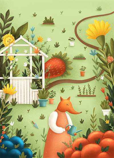 Fox gardener character character art character design character development children illustration digital art digital illustration illustration kids illustration