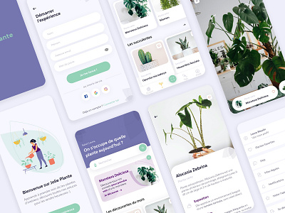 Application mobile - Jolie plante app branding design illustration logo maquette mobile nature plantes scan sign in typography ui ux vector web