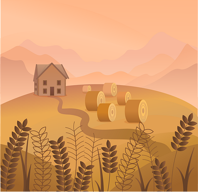 Farmer's house illustration vector