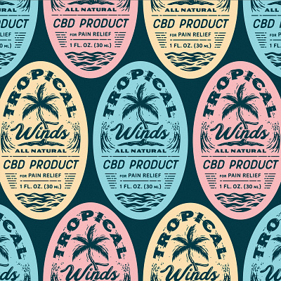 Tropical CBD Labels cbd illustration labels packaging packagingdesign pastelcolors tropical