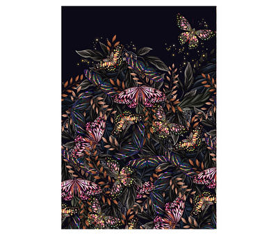 Butterfly Pattern for Glassware botanical floral glass illustration nature packaging pattern poster surface design tapestry