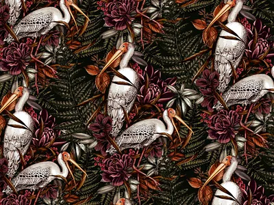 Stork Pattern for Glassware botanical design glass illustration packaging pattern product design surface design