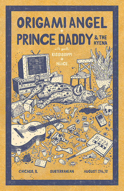 Origami Angel + Prince Daddy Poster design gig poster illustration indie indie rock pop punk poster