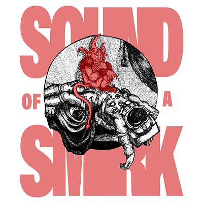 Sound of a Smirk T-Shirt Design design illustration indie rock merch design pen and ink t shirt design traditional art