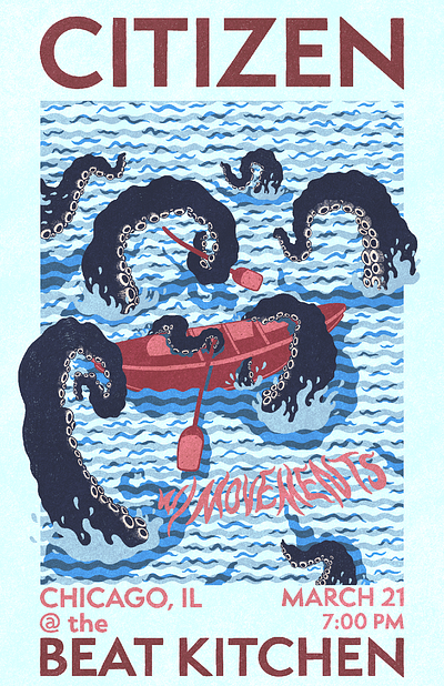 Citizen and Movements Gig Poster design gig poster illustration indie indie rock pop punk poster