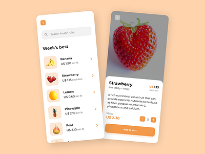 Fruitnutri - App flow design fruit mobile mobile ui nutrition ui ui design ux design