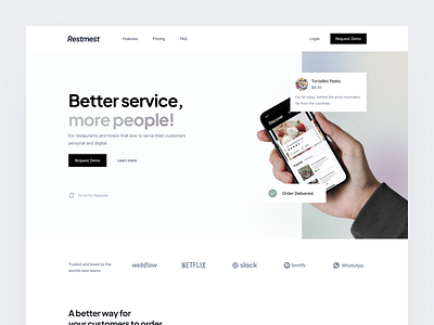 Landing Page: Hero clean custom icons design desktop figma landing landing page landing page design modern ordering restaurant restaurant landing page ui web