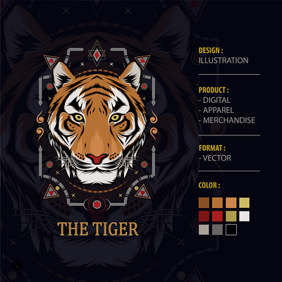 The Tiger apparel design artwork design illustration logo sacred tiger tshirtdesign vector