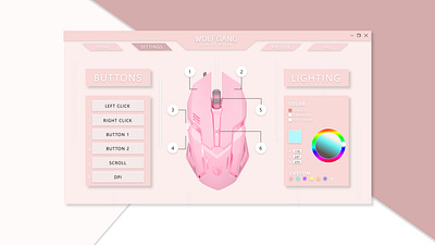 Settings for a gaming mouse aesthetic app art design gaming graphic design minimal mouse pink simple software ui ux vector