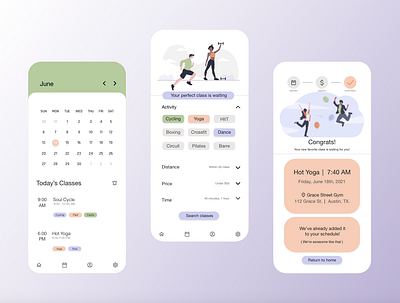 Fitness class scheduling app app design ui ux