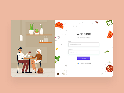 Food Ordering Website Login Page UI Design food food order