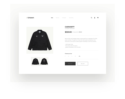 Unseen Product Page ecommerce minimal ui ui design ux