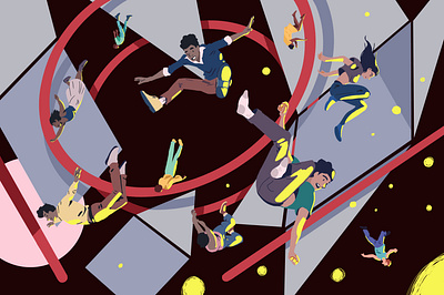 Falling Through color colors design design art drawing falling fun happy illustration illustrator style