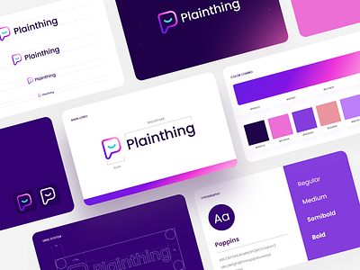 Plainthing Rebranding brand book brand design brand identity branding clean creative design flat gradient icon logo logo grid minimalist mockup presentation rebranding screen ui