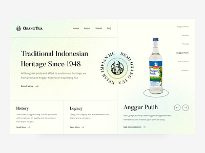 Anggur Orang Tua Landing Page Redesign drinks fnb gradient landing page minimalism minimalist noise noises orang tua redesign retro ui web website wine winery