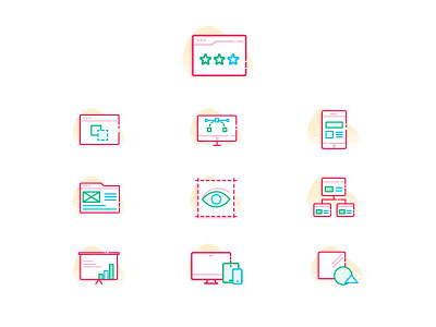 Icons branding clean creative design gradient icons line stroke vector